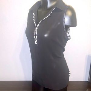 Sistar black/zebra sheer blouse w/ tie NWT